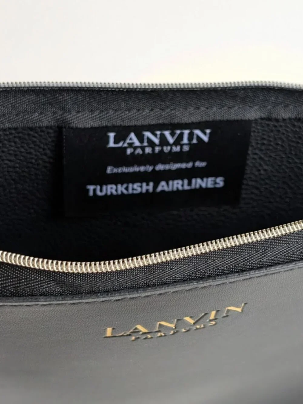 Lanvin Pouch Clutch Turkish Airlines Amenity Kit Bag Black Passport Case